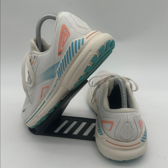 Brooks Adrenaline GTS 23 Running Shoes Coconut Papaya Blue Neutral Womens Size 8 - Picture 4 of 16